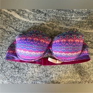 Victoria’s Secret PINK super push up geometric Aztec Colorful Patterned Bra 36B